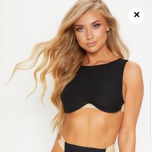 Black High Neck Mesh Underwired Bikini Top